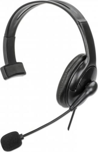 Manhattan Mono USB-Headset mit reversiblem Mikrofon, Kopfhörer Over-Ear, USB-A, PS4, PS5