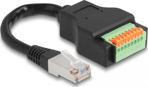 DeLOCK RJ45 Kabel Cat.5e Stecker zu Terminalblock Adapter mit Drucktaster 15 cm