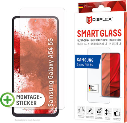 Displex Smart Glass (9H) für Samsung Galaxy A54 5G, Montagesticker, unzerbrechlich