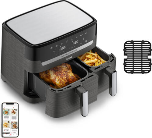 Tefal Dual Easy Fry & Grill EY905B Doppel 8,3 l Eigenständig 2700 W Heißluftfritteuse Grau