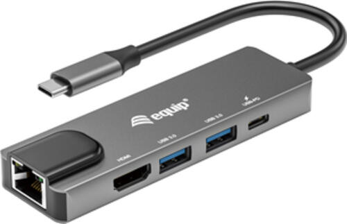 Equip USB-C 5-in-1-Multifunktionsadapter, HDMI, Gigabit LAN, USB 3.2 GEN1, 100W USB PD