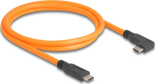 DeLOCK USB 5 Gbps Kabel USB Type-C Stecker zu USB Type-C Stecker 90 gewinkelt für Tethered Shooting 1 m orange