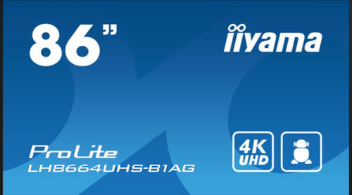 iiyama LH8664UHS-B1AG Signage-Display Digitale A-Platine 2,18 m (86) LED WLAN 500 cd/m 4K Ultra HD Schwarz Eingebauter Prozessor Android 11 24/7