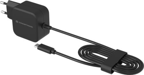 Conceptronic OZUL04BE 67W GaN USB-PD-Ladegerät, Eingebautes USB-C-Kabel