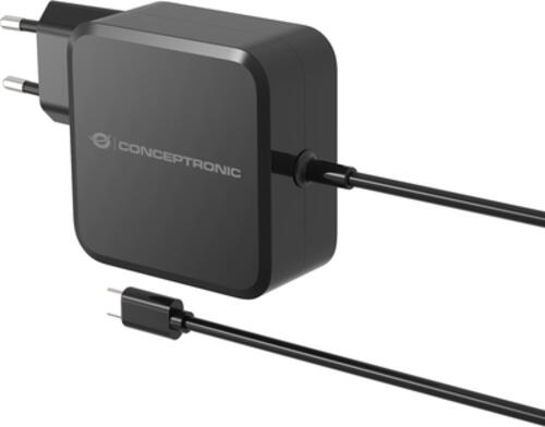 Conceptronic OZUL05BE 100W GaN USB-PD-Ladegerät, Eingebautes USB-C-Kabel