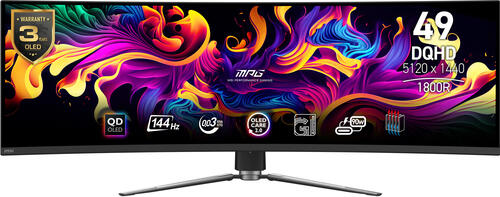 MSI MPG 491CQPDE QD-OLED Computerbildschirm 124,5 cm (49) 5120 x 1440 Pixel DQHD QDOLED Schwarz