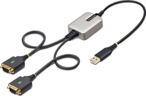 StarTech.com 2P1FFC-USB-SERIAL Kabeladapter USB-A 2 x DB-9 RS-232 Schwarz, Grau