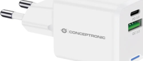 Conceptronic 2-Port 20W GaN USB-PD-Ladegerät, USB-C x 1, USB-A x 1, QC 3.0, PPS