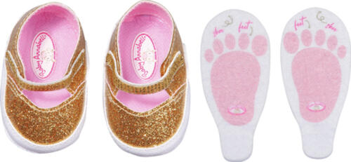 Baby Annabell Shoes gold+insoles 43cm Puppenschuhe