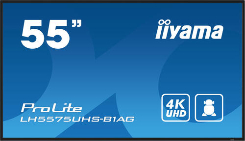 iiyama LH5575UHS-B1AG Signage-Display Digital Signage Flachbildschirm 138,7 cm (54.6) LCD WLAN 500 cd/m 4K Ultra HD Schwarz Eingebauter Prozessor Android 11 24/7