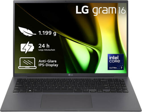 LG Gram 16Z90S-G Intel Core Ultra 7 155H Laptop 40,6 cm (16) WQXGA 32 GB LPDDR5x-SDRAM 2 TB SSD Wi-Fi 6E (802.11ax) Windows 11 Home Grau