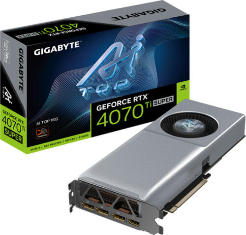 GIGABYTE GeForce RTX 4070 Ti SUPER AI TOP 16G Grafikkarte - 16GB GDDR6X, 256bit, PCI-E 4.0, 2610MHz Core Clock, 3 x DisplayPort 1.4a, 1 x HDMI 2.1a, NVIDIA DLSS 3, GV-N407TSAI TOP-16GD