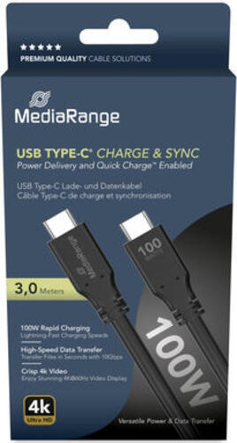 MediaRange Lade- & Datenkabel USB-C E-Mark-Chip 10Gbit/s 3m