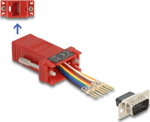 DeLOCK D-Sub 9 Pin Stecker zu RJ45 Buchse Montagesatz rot