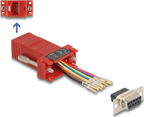 DeLOCK D-Sub 9 Pin Buchse zu RJ45 Buchse Montagesatz rot