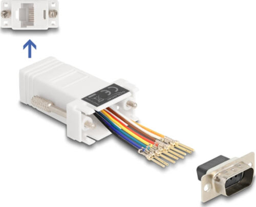 DeLOCK D-Sub 9 Pin Stecker zu RJ45 Buchse Montagesatz weiß