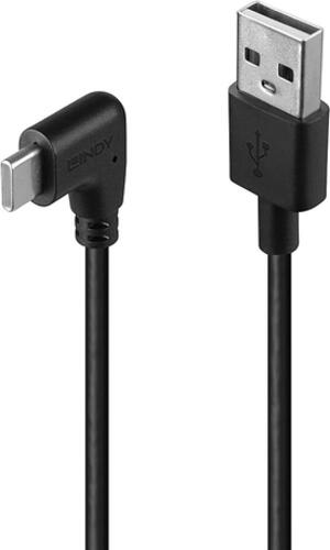 LINDY USB 2.0 Typ A an C Kabel, 90° gewinkelt 1m