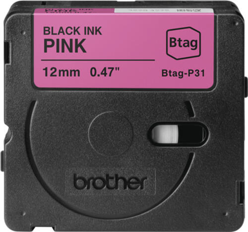 Brother BTAG-P31 Etiketten erstellendes Band Schwarz auf Rosa