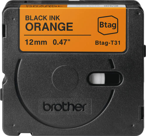 Brother BTAG-T31 Etiketten erstellendes Band Schwarz auf orange