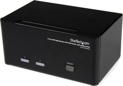 StarTech.com 2 Port Dreifach Monitor DVI USB KVM Switch mit Audio und USB 2.0 Hub