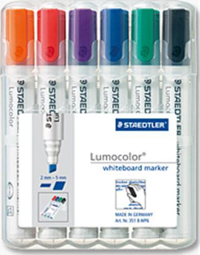 Staedtler 351 B WP6 Marker 6 Stück(e) Schwarz, Blau, Grün, Orange, Rot, Violett