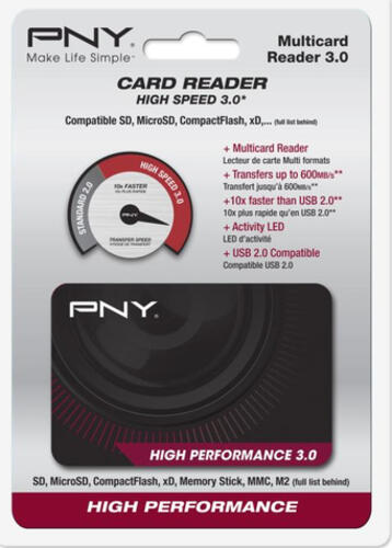 PNY High Performance Reader 3.0 Kartenleser USB 3.2 Gen 1 (3.1 Gen 1) Schwarz