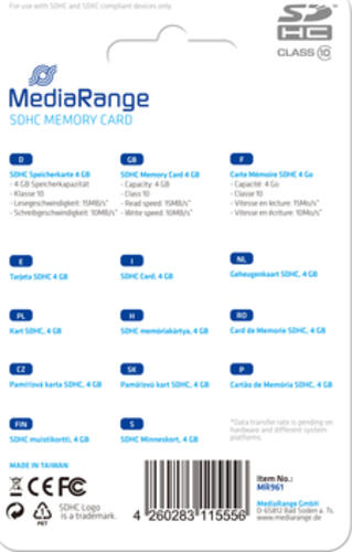 MediaRange 4GB SDHC Klasse 10