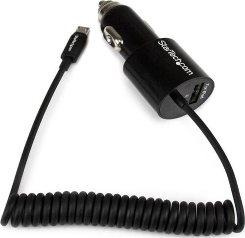 StarTech.com Dual USB KFZ-Ladegerät mit Micro USB Kabel und USB 2.0 - 21 Watt / 4.2 A - Schwarz