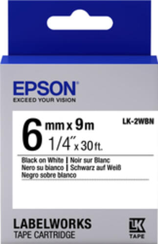 Epson Etikettenkassette LK-2WBN - Standard - schwarz auf weiß - 6mmx9m