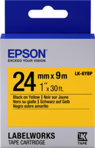 Epson Etikettenkassette LK-6YBP - Pastell - schwarz auf gelb - 24mmx9m