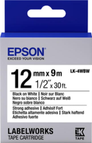 Epson Etikettenkassette LK-4WBW - Stark haftend - schwarz auf weiß - 12mmx9m