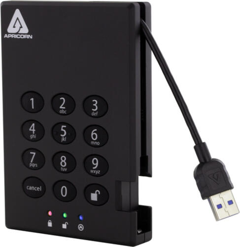 Apricorn Aegis Padlock 3.0 2 TB USB Typ-A 3.2 Gen 1 (3.1 Gen 1) Schwarz