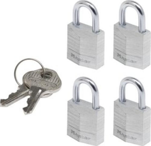 MASTER LOCK 20 mm breites Vorhngeschloss mit Gehuse aus massivem Aluminium; 4er-Pack