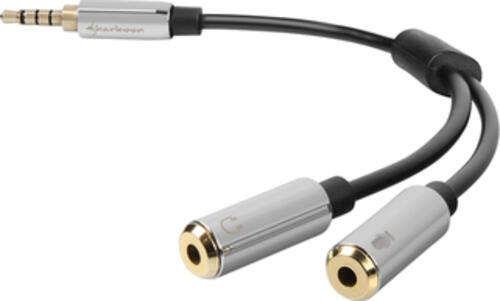 Sharkoon 0.12m, 3.5mm/2x3.5mm Audio-Kabel 0,12 m Schwarz, Silber