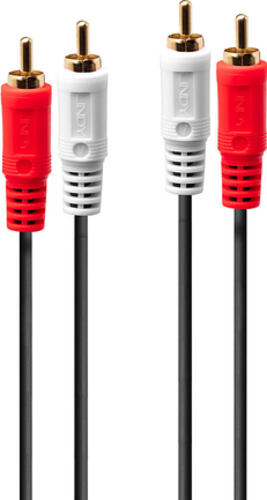 Lindy 35664 Audio-Kabel 10 m 2 x RCA Rot, Weiß