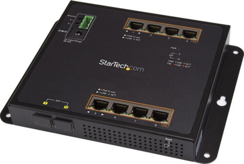 StarTech.com Industrial 8 Port Gigabit PoE+ Switch m/2 SFP MSA Slots - 30W - Layer/L2 Switch GbE Managed - Rugged High Power Gigabit Ethernet Network Switch IP-30/-40 C bis 75 C