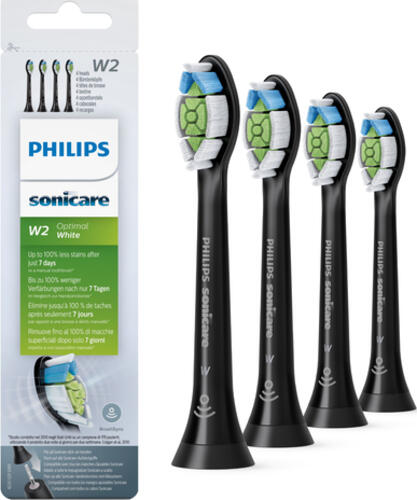 Philips W2 Optimal White HX6064/11 4x Schwarze Bürstenköpfe für Schallzahnbürste