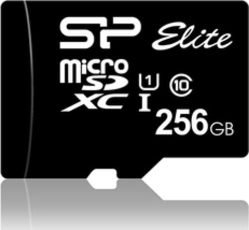 256 GB Silicon Power Elite microSDXC  Kit Speicherkarte, USB-A 3.0 (5Gb/s), lesen: 85MB/s