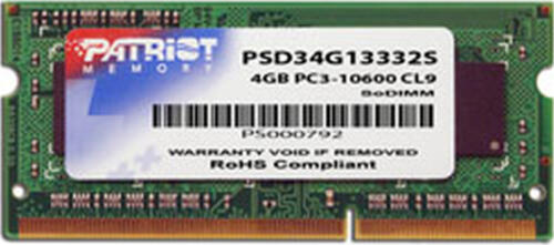 Patriot Memory 4GB DDR3 SODIMM Speichermodul 1 x 4 GB 1333 MHz