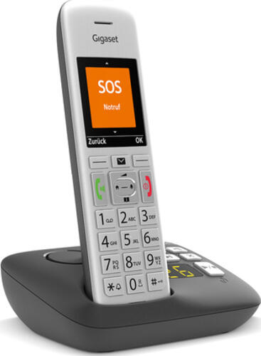 Gigaset E390A DECT-Telefon Anrufer-Identifikation Silber