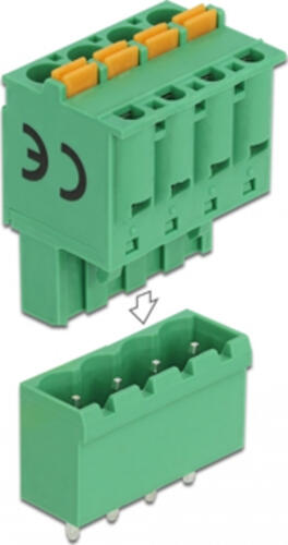 DeLOCK Terminalblock Set für Platine 4 Pin 5,08 mm Rastermaß vertikal