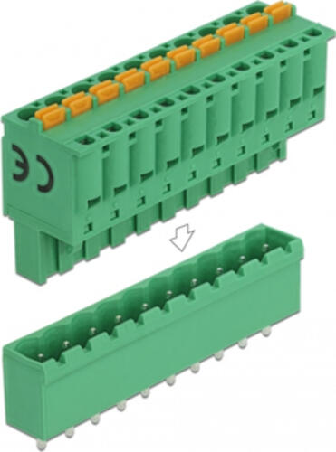 DeLOCK Terminalblock Set für Platine 10 Pin 5,08 mm Rastermaß vertikal