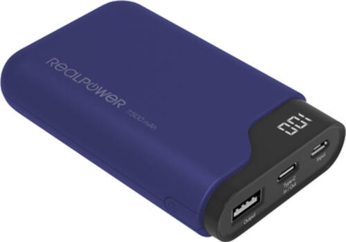 RealPower PB-7500C Navy Blue 7500 mAh Schwarz, Blau