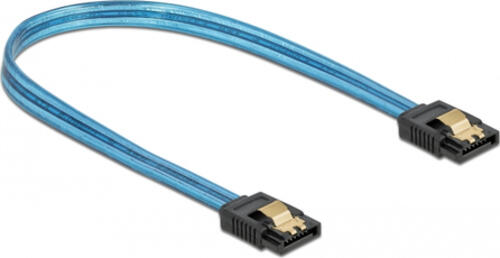 DeLOCK SATA 6 Gb/s Kabel UV Leuchteffekt blau 20 cm