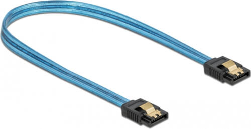 DeLOCK SATA 6 Gb/s Kabel UV Leuchteffekt blau 30 cm