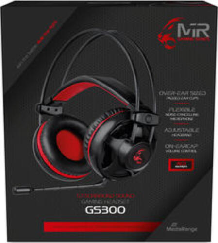 MediaRange MRGS300 Kopfhörer & Headset Kabelgebunden Kopfband Gaming USB Typ-A Schwarz, Rot