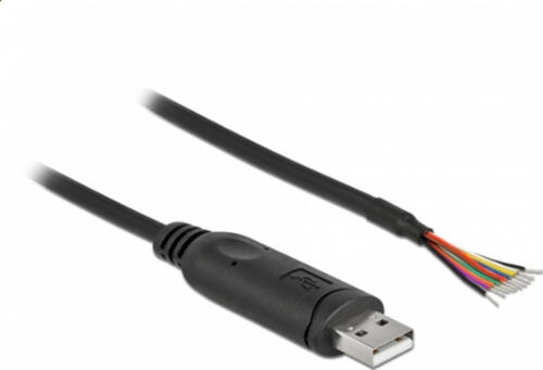 DeLOCK Adapterkabel USB 2.0 Typ-A zu seriell RS-232 mit 9 offenen Kabelenden + Schirmung 1 m