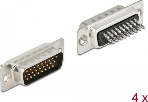 DeLOCK D-Sub HD 26 Pin Stecker Metall, Lötversion, 4 Stück