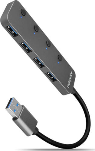 AXAGON HUE-MSA Superspeed USB-A Switch Hub, 4x USB 3.0, aktiv - 20cm, schwarz