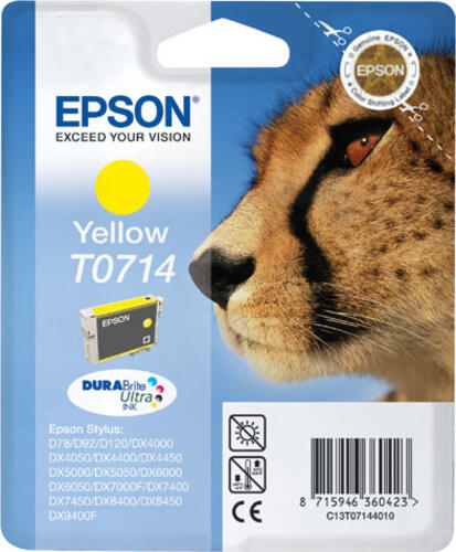 Epson Cheetah Singlepack Yellow T0714 DURABrite Ultra Ink